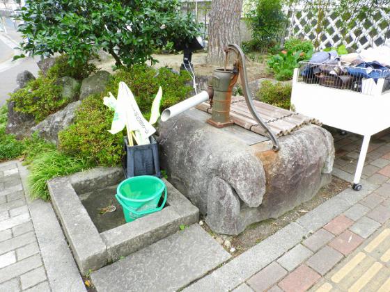 井戸?ガッチャンポンプ（根白石で）